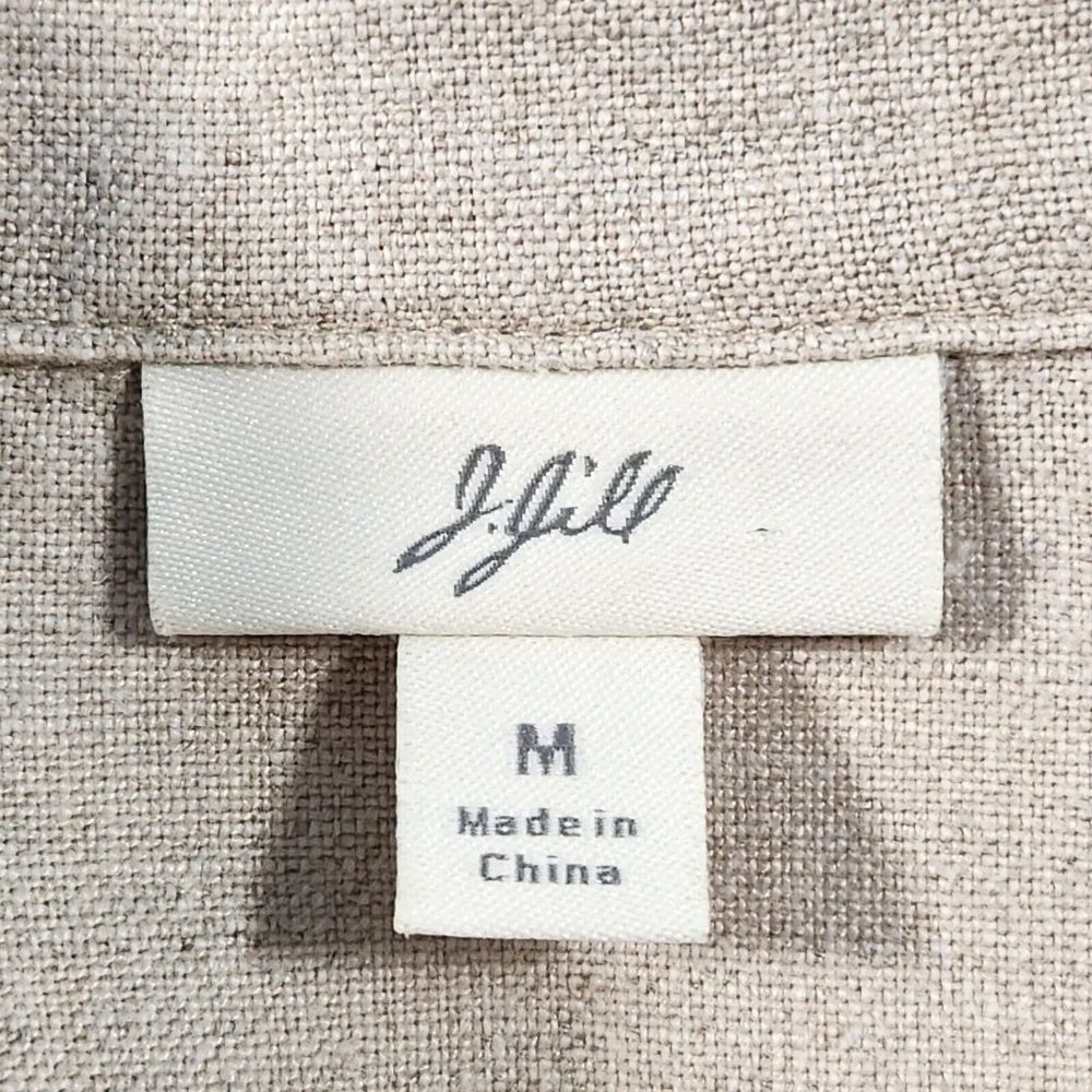 j.jill Blazer Womens Medium Linen Tan Button Down Embroidery Pockets Collared - Picture 8 of 13